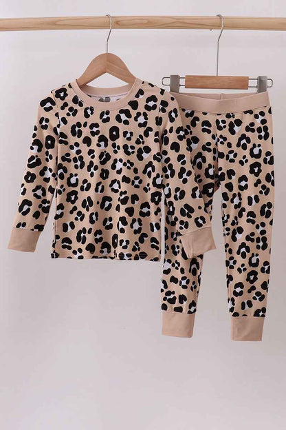 Brown leopard bamboo pajama set
