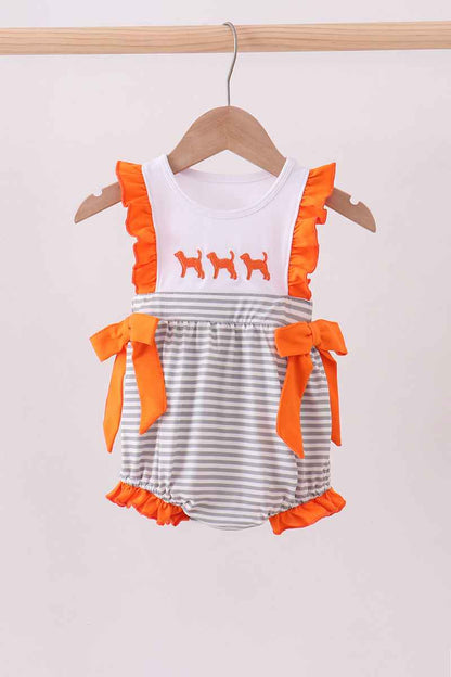Orange Tennessee embroidery ruffle stripe bubble