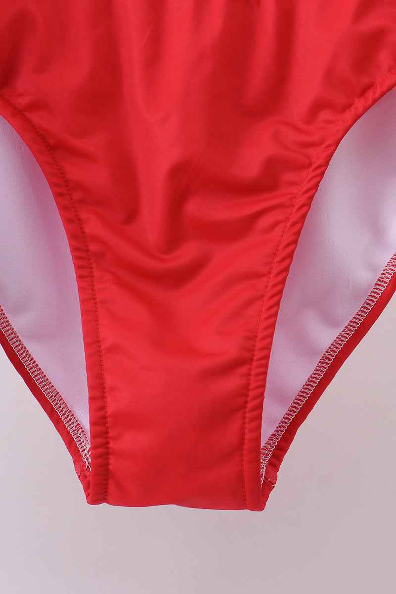 Red floral print 2pc swimsuit