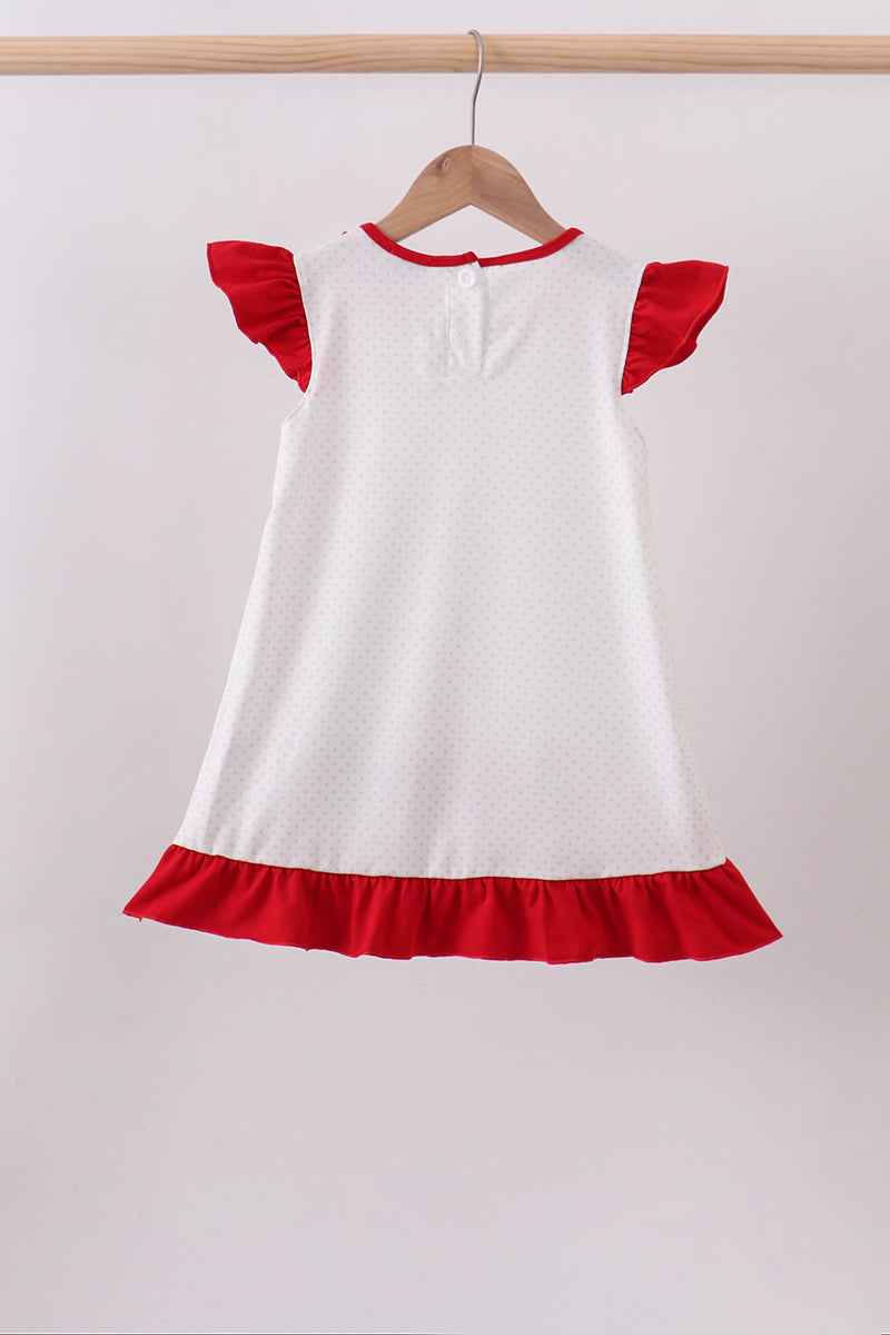 Red star applique ruffle dress