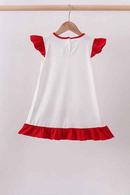 Red star applique ruffle dress