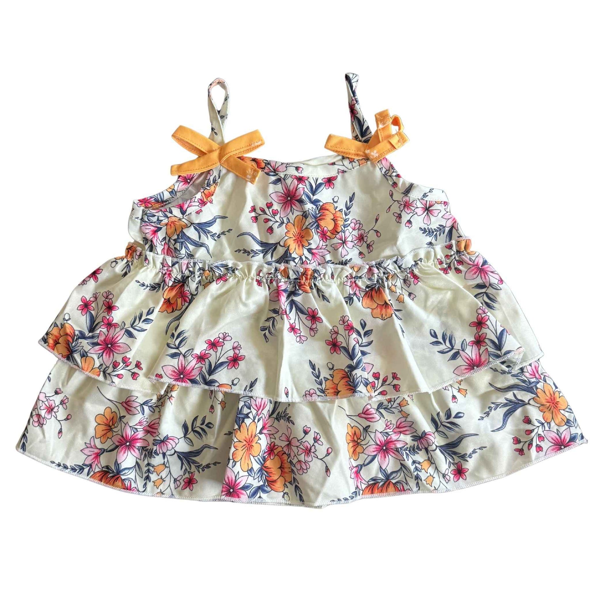 2pc Floral Ruffled Bowknot Shorts Set