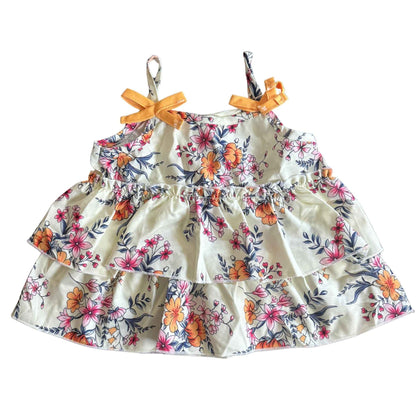 2pc Floral Ruffled Bowknot Shorts Set