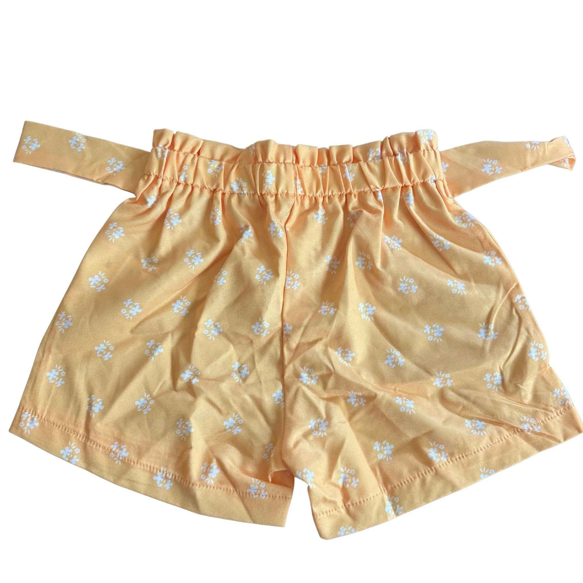2pc Floral Ruffled Bowknot Shorts Set