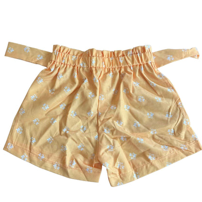 2pc Floral Ruffled Bowknot Shorts Set